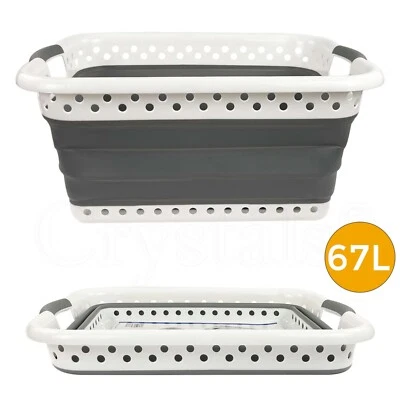 CRYSTALS LARGE COLLAPSIBLE LAUNDRY BASKET WASHING CLOTHES BIN FOLDABLE SPACE SAVING NEW
