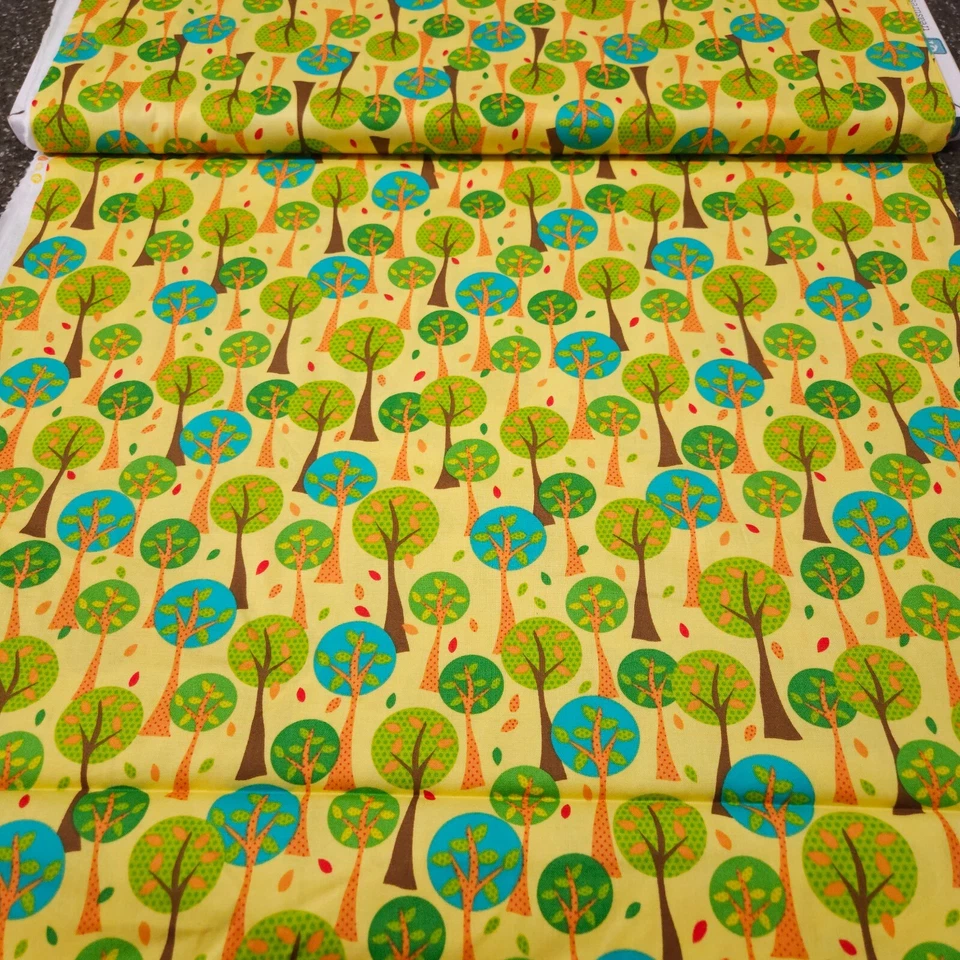 On The Road BTY Studio 8 Quilting Treasures Trees Turquoise Yellow - Image 3 of 3