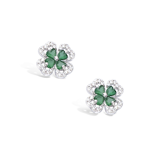 Bague En Argent 925 Rhodié - Trèfle Sertie D'émeraude CZ - Taille 54 - Dolly-Bijoux - Neuf Avec étiquettes