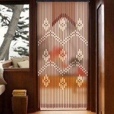 Bamboo Wooden Bead Curtain for Doorway, String Door Curtains Beaded 32 Lines