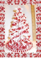 DOLLHOUSE MINIATURE CHRISTMAS TREE 1:12 OOAK 8"LIGHTED WHITE/RED CANDY-CANE NEW!