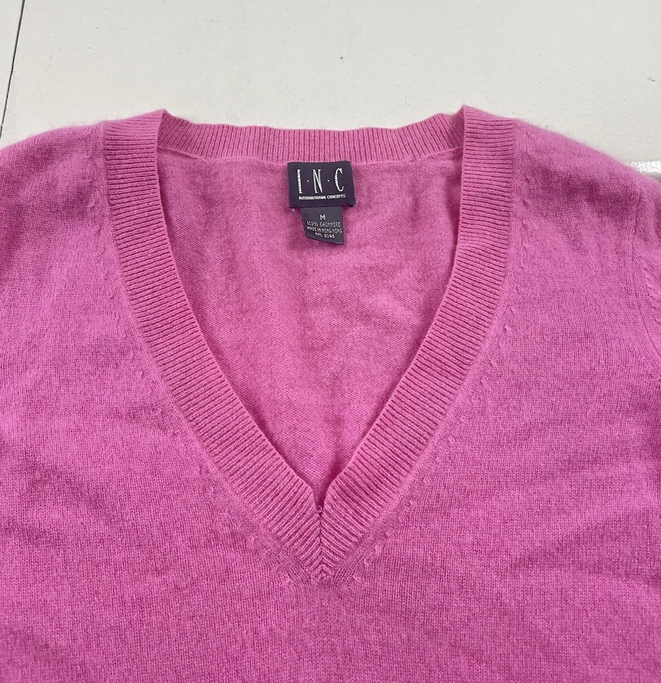 Suéter de cachemir INC para mujer talla mediana rosa suéter clásico Foto 3 de 4