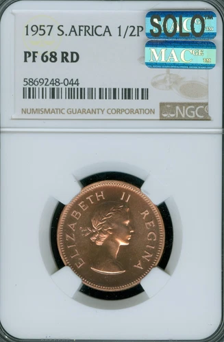 1957 SOUTH AFRICA PENNY NGC PF68 RD MAC SOLO FINEST & SPOTLESS  *