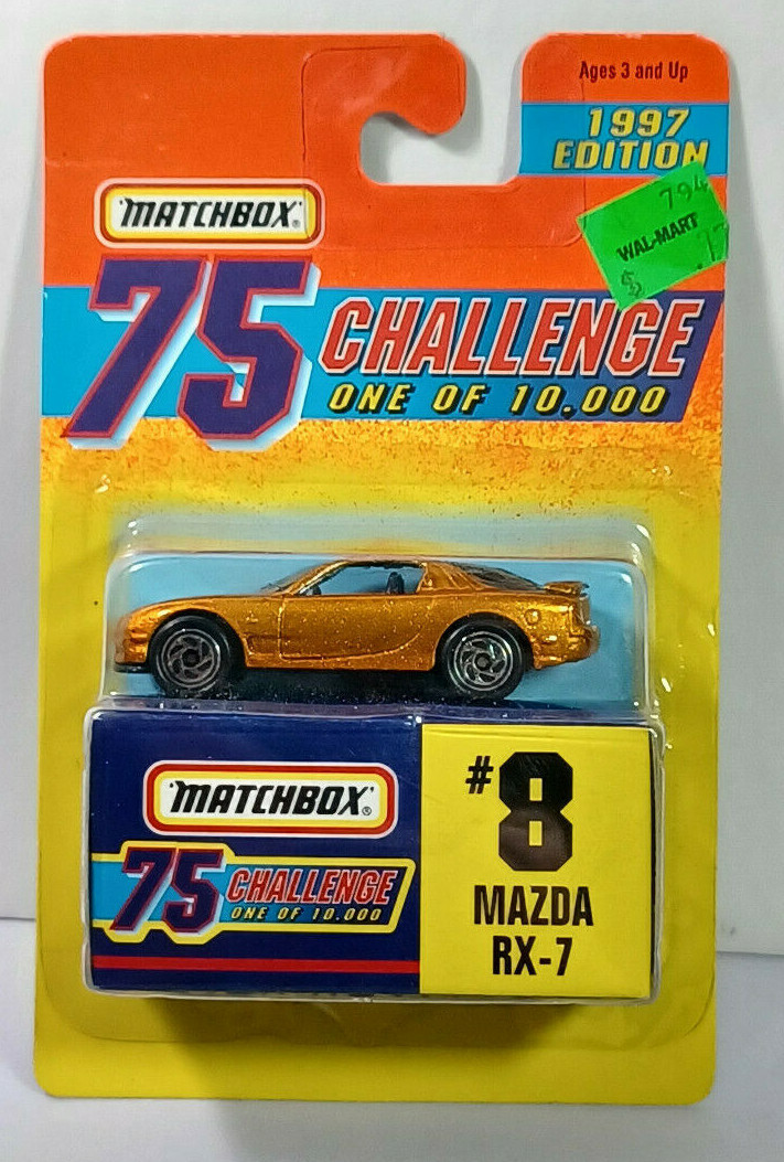 1996 008 Mazda RX-7 75 Challenge Gold Matchbox Rare Vintage On Card