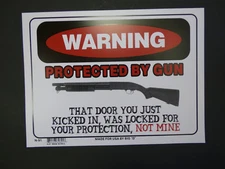 Warning Protected by GUN Novelty Sign Home Man Cave 9"x12"  FREE SHIP NEW N91