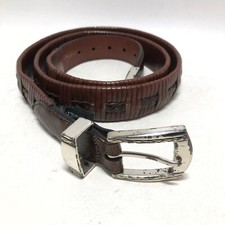 Brighton Brown Leather Belt Men size 40 Braided with Silver Tone Buckle P3907