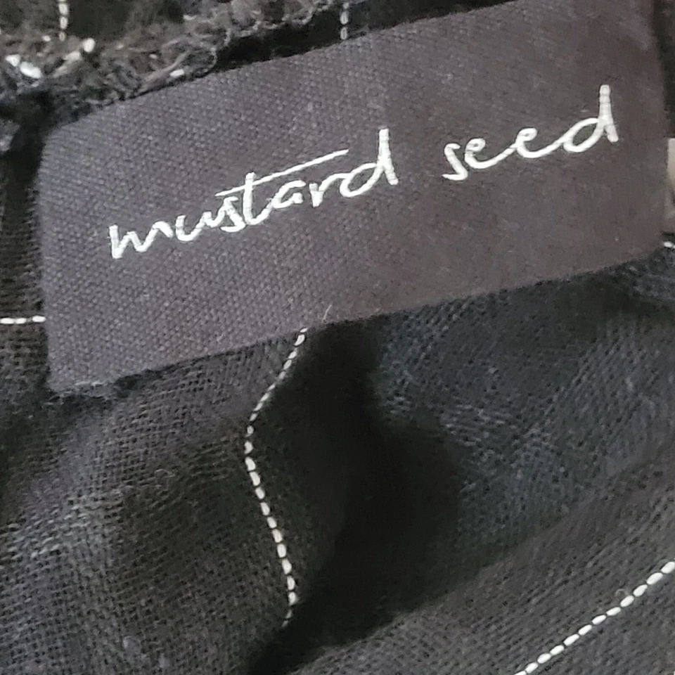 Top de semillas de mostaza para mujer mediano negro a cuadros manga larga nudo transparente delantero Foto 4 de 4