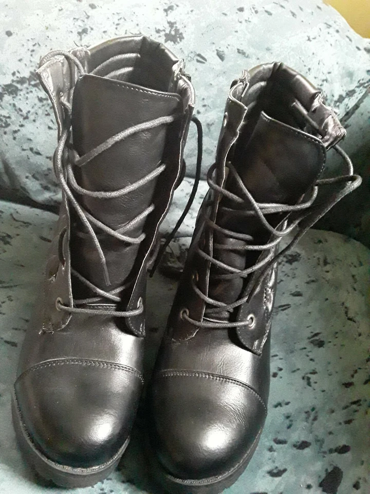 Новый Rampage harrison кожи черный шнурует вверх коренастый каблук платформе ботинки 10 М - Изображение 4 из 4