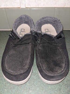 Hey Dude Women's Shoes Wendy Corduroy Black Faux Fur Casual