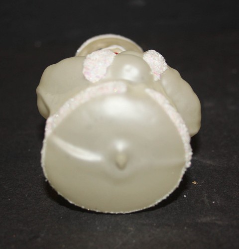 Christmas Ornament Santa Christmas Blown Glass Bright White 3.5" High Glitter - Picture 3 of 3