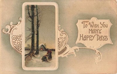 Postcard Best Wishes - To Wish You Many Happy Days Embossed Germany