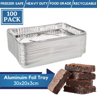 100 Stück Alufolie Schalen Einweg Backblech Folie Plätzchen Blech 30x20x3cm