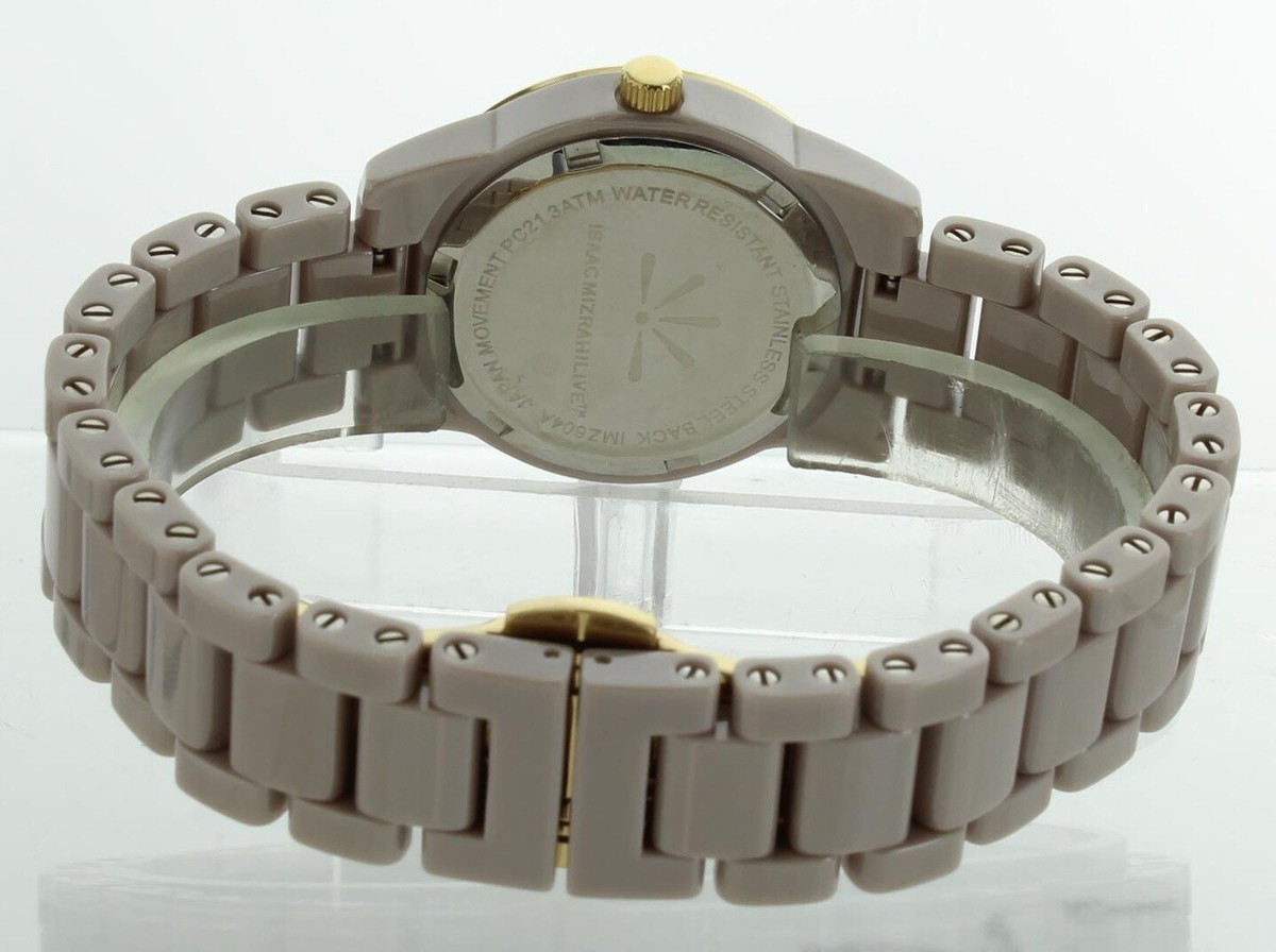 Isaac Mizrahi Live Ceramic Rectangular Dial Pale Taupe Gold Tone Watch Isaac Mizrahi Watch - Etsy main image 2