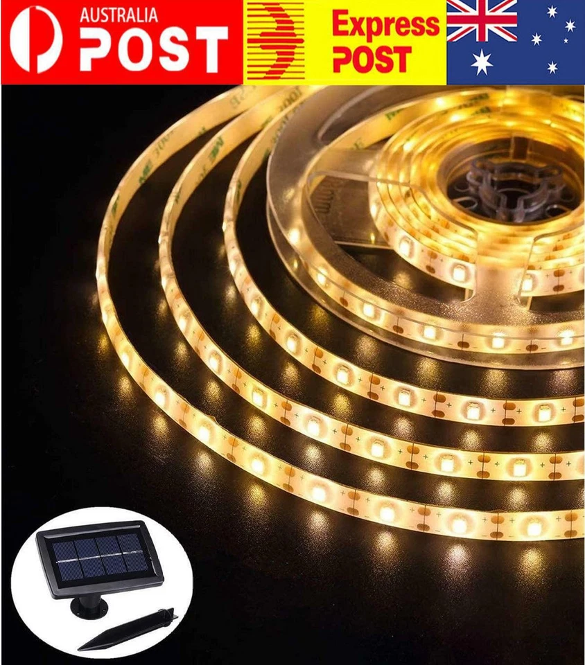 5M LED Strip Lights Swimming Pool DIY solar powered Garden Warm White 8 Modes