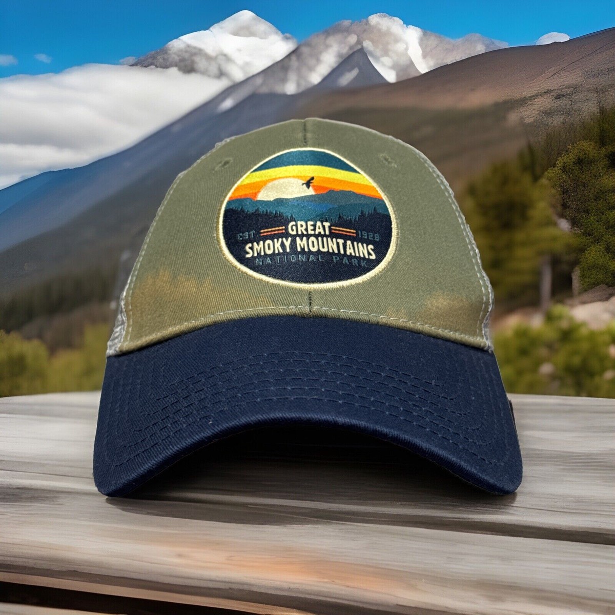Great Smoky Mountains National Park Tennessee Faded Mesh Snapback Great Smoky Mountains National Park Tennessee Faded Mesh Snapback