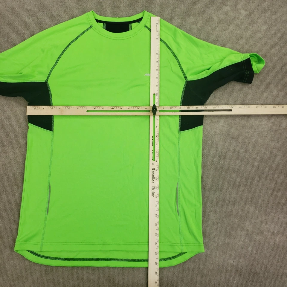 Avia Running Shirt Mens Medium Green Black Mesh Short Sleeve Tennis Activewear - Image 2 of 4