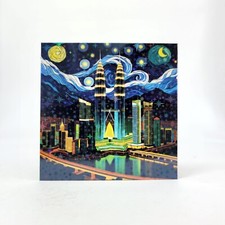 Starry Night Petronas Twin Towers Kuala Lumpur Art Fridge Magnet Souvenir