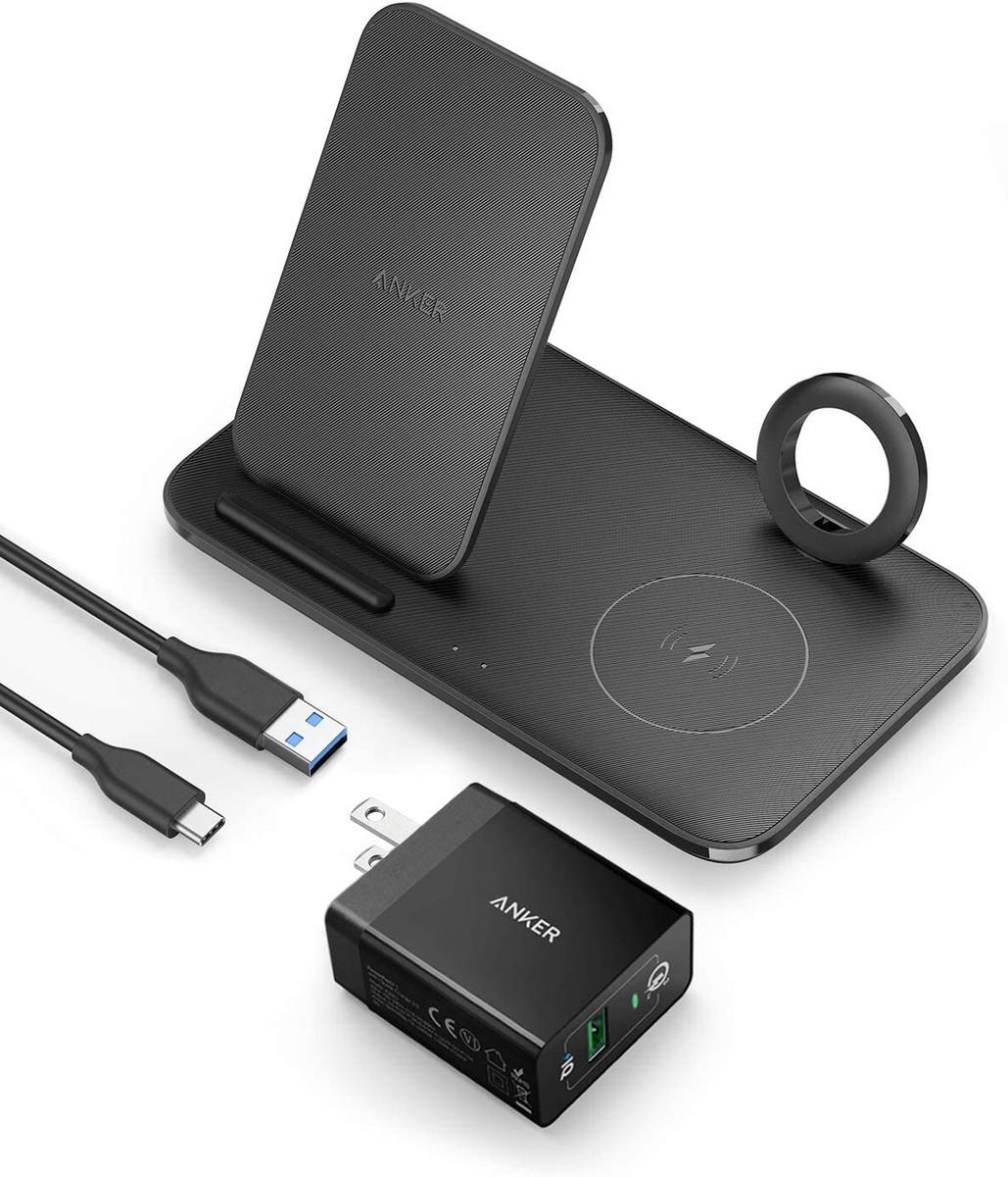 Anker Wireless Charging Station with Adapter, PowerWave 3-in
