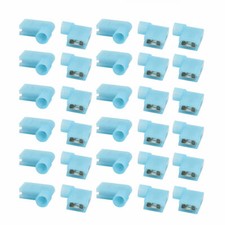 30Pcs Flag Crimp Terminals Female Nylon Fully Insulated Wire Connectors Blue KD