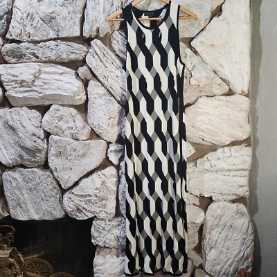 Rag & Bone Olympia Printed Cutout Midi Dress Black/White Women's S NWT Geometric