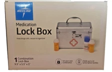 Medline Combination Medication Lock Box Holds Secure/Organized Up to 24 Bottles