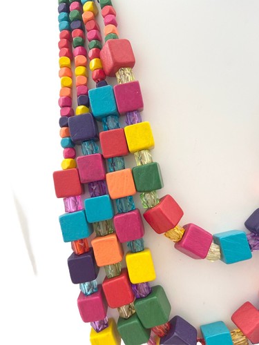 Damenkette Statement Halskette Lagenlook Holzkette Modeschmuck Bohemien Ibiza - Bild 8 von 10