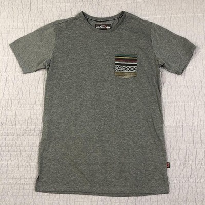 Beautiful Giant Shirt Men Large Gray Tribal Pocket Tee Heather Aztec Crewneck