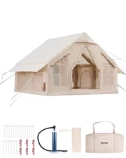 VEVOR Inflatable Tent for Camping 4-6 Person Tent Glamping with Pump Stove Jack