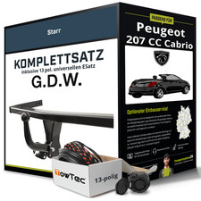Für PEUGEOT 207 CC Cabrio Typ WD Anhängerkupplung starr +eSatz 13pol uni 07- NEU