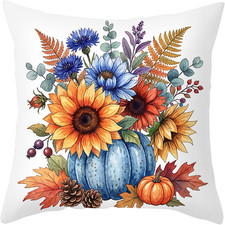 Fall Pillow Covers 18X18 Set of 1 Velvet Farmhouse Rustic Throw Pillows Pumpkin
