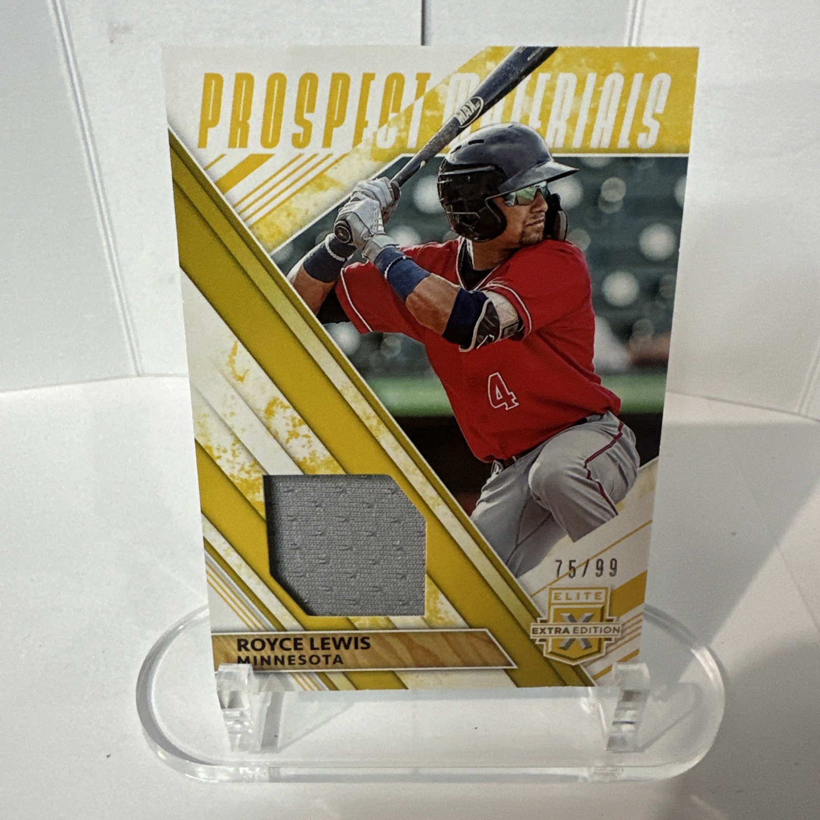 2019 Panini Elite Extra Edition Prospect Materials Gold 75/99 Royce Lewis #PM-RL
