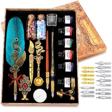 Aifeiter Quill Pen Feather Calligraphy Pen and Ink Set,Wax Seal Stamp Set,inc...