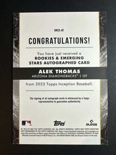 2023 Topps Inception Alek Thomas Rookies & Emerging Stars Auto /249 #BRES-AT - Picture 2 of 2