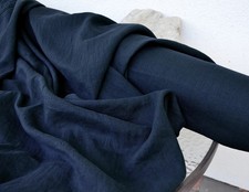 Navy Blue Linen Fabric By The Yard Soft Natural Material Clothing Upholstery 58"