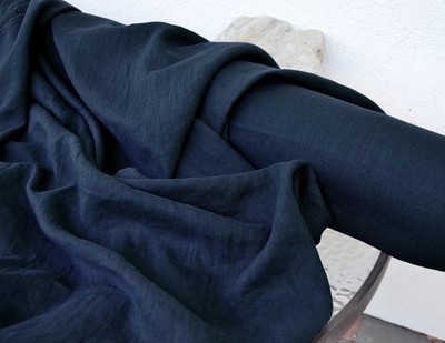 Navy Blue Linen Fabric By The Yard Soft Natural Material Clothing Upholstery 58''
