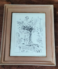 Filippo De Pisis  Vaso Di Fiori Stampa Litografia su Carta con Firma in Cornice