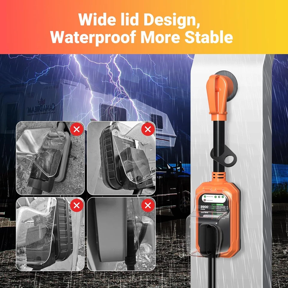 RV Surge Protector 50 Amp Waterproof, RV Circuit Analyzer with Full Electrical P - Image 4 of 4