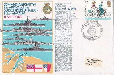 #ad WW2 Admiral Hamilton Dick signed navy cover Surrendered Italian Fleet at Malta GBP 6.99