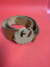 Vintage Tooled Leather Hunting Scene Belt 42  Solid Brass Ruger Eagle Buckle