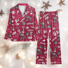 Albm Crimson Tide Roll Tide Red Polyester Pajamas Set, Football Pajamas, Crimson