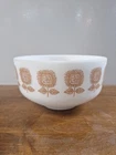 Vtg Federal Brown Sunflower Milk Glass Serving/Mixing Bowl 2 1/2 Qt Heat Proof