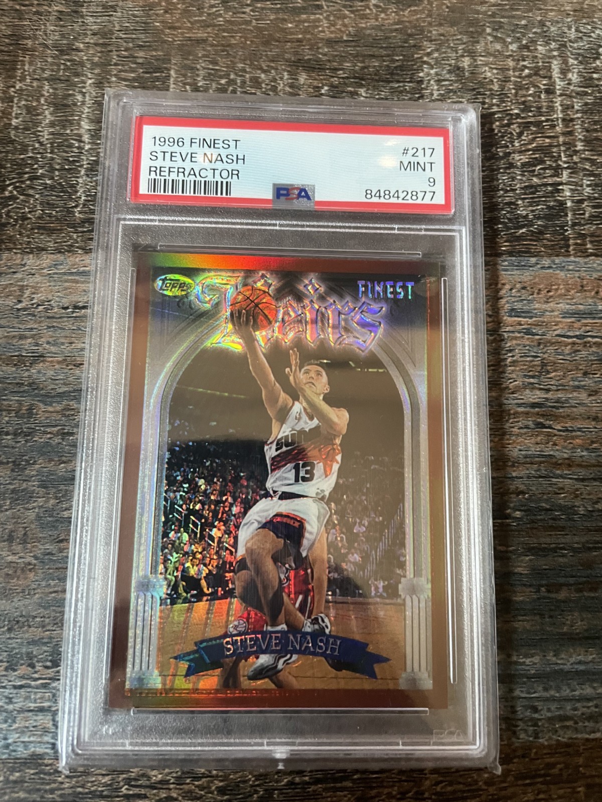 1996-97 Finest STEVE NASH Rookie Refractor 217 RC Graded PSA 9 Mint!
