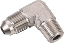 4AN Male Flare to 1/8 NPT Pipe Male 90 Degree Stainless Steel 4AN to 1/8 NPT