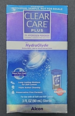 (5 - Boxes)Clear Care Plus 3% Hydo Per Contact Lens Cleaner Solution Kit 3OZ 