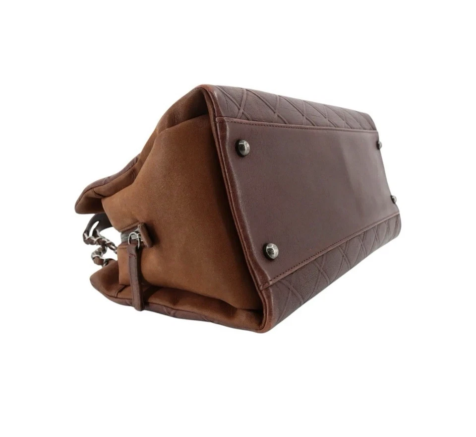 CHANEL Caviar/Suede QuiltedTote Red Brown - Image 2 of 4