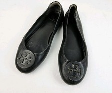 Tory Burch Leather Logo Slip On Ballet Flats Shoes Size 8