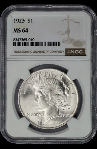 1923 P U.S. Peace .900 Silver Dollar Coin NGC MS 64