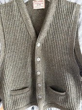 VTG MEN'S McGREGOR SCANDIA GREEN KNIT WOOL SWEATER VEST M Metal Moose Buttons A 