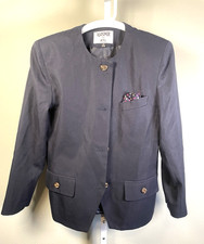 VTG Kasper for A.S.L. Blazer Womens 10 Navy Blue Pocket Square Career Business