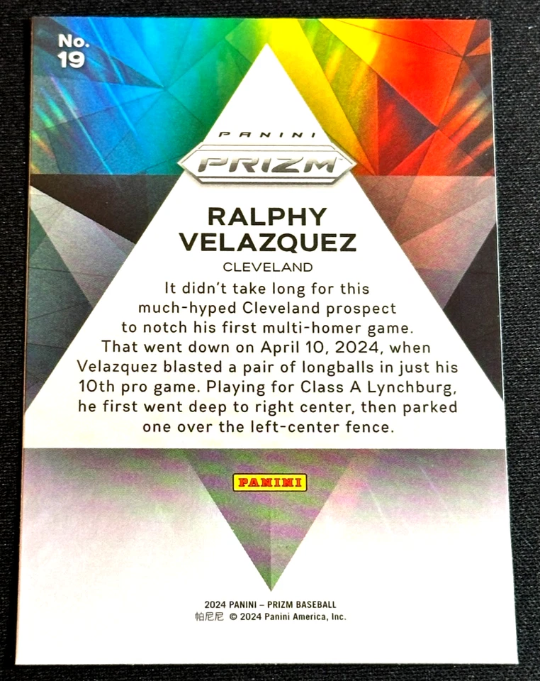 2024 Panini Prizm - Prizmatic #19 Ralphy Velazquez (RC) - Image 2 of 2